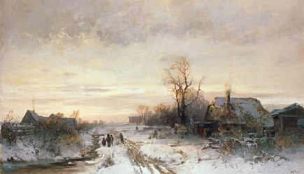 Kinder spielen in einer Winterlandschaft